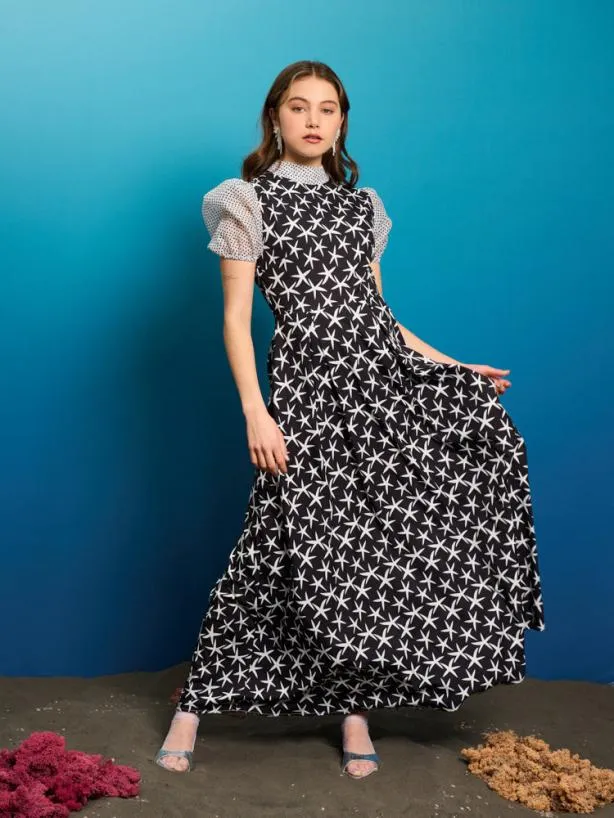 Sister Jane Dresses Womenswear Starfish Midi Dress Black Ink