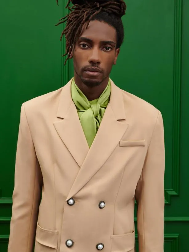Sister Jane Jackets Menswear Harlow Crepe Double Breasted Blazer Earthy