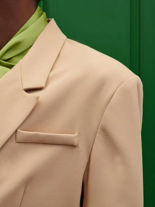 Sister Jane Jackets Menswear Harlow Crepe Double Breasted Blazer Earthy