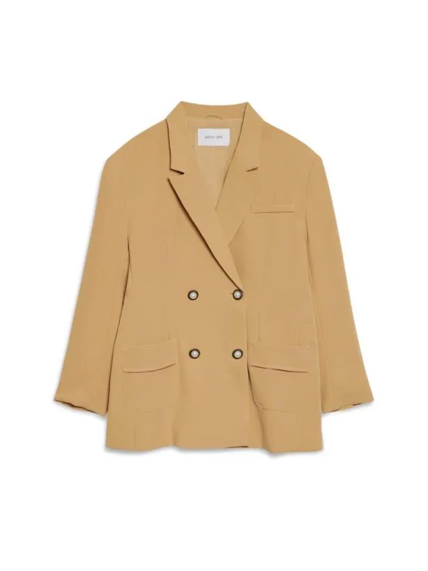 Sister Jane Jackets Menswear Harlow Crepe Double Breasted Blazer Earthy