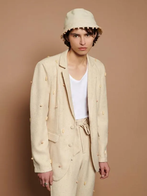Sister Jane Jackets Womenswear Dylan Bead Single Breasted Blazer Natural Ivory