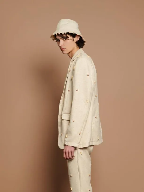 Sister Jane Jackets Womenswear Dylan Bead Single Breasted Blazer Natural Ivory