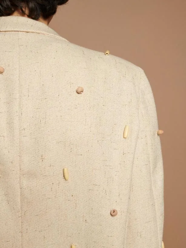 Sister Jane Jackets Womenswear Dylan Bead Single Breasted Blazer Natural Ivory