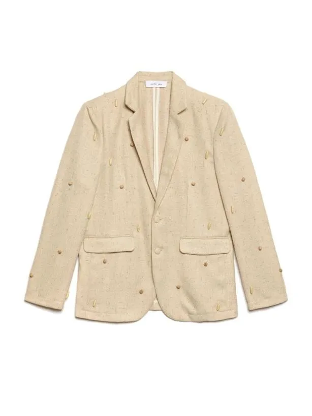 Sister Jane Jackets Womenswear Dylan Bead Single Breasted Blazer Natural Ivory