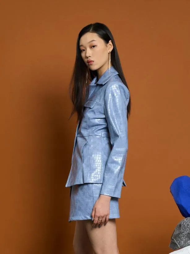 Sister Jane Jackets Womenswear Ghospell Nix PU Jacket Stone Blue
