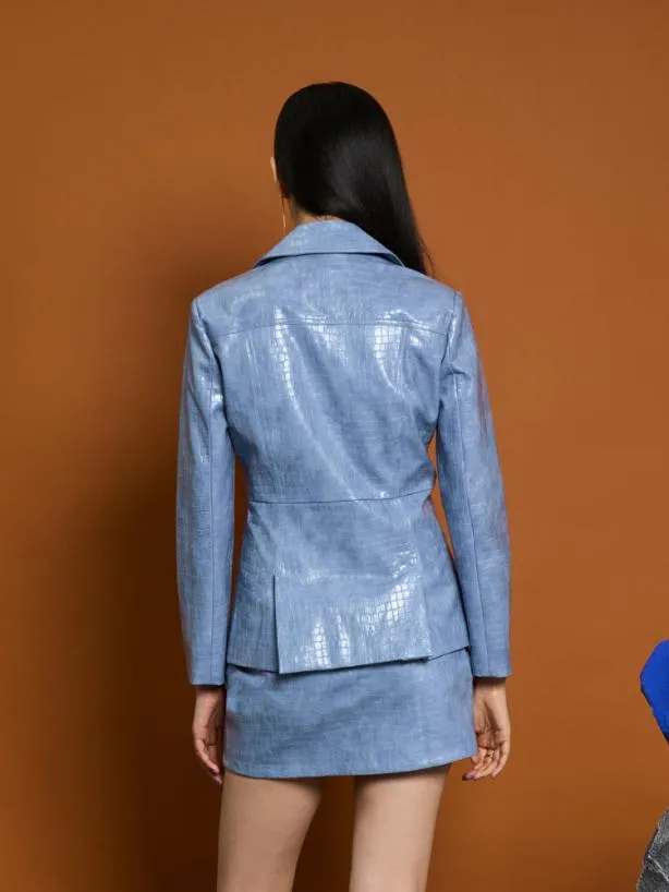 Sister Jane Jackets Womenswear Ghospell Nix PU Jacket Stone Blue