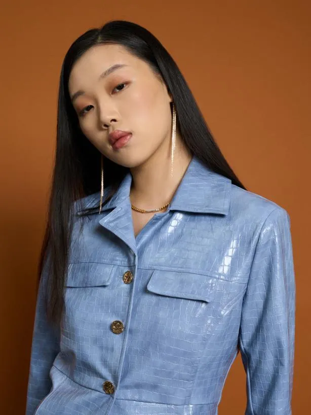 Sister Jane Jackets Womenswear Ghospell Nix PU Jacket Stone Blue
