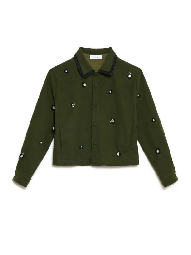 Sister Jane Jackets Womenswear Reya Embellished Jacket Deep Forest