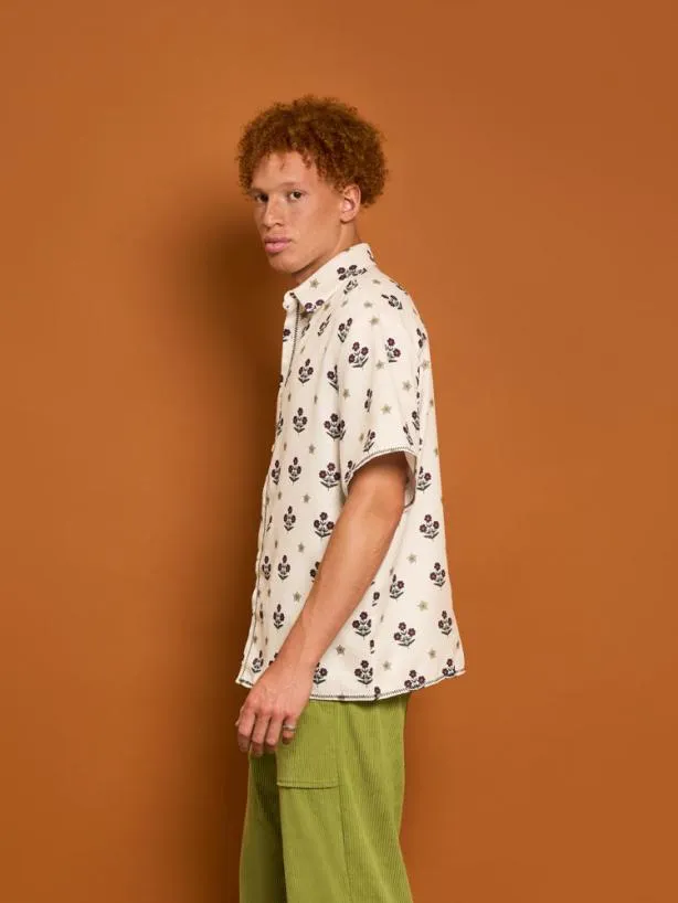 Sister Jane Shirts Menswear Cameron Flower Print Shirt Cream
