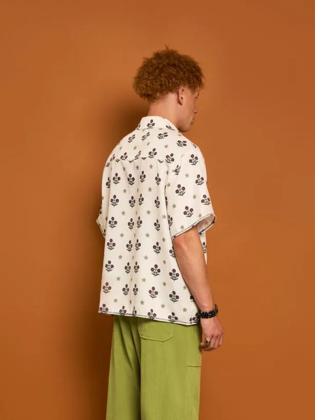 Sister Jane Shirts Menswear Cameron Flower Print Shirt Cream