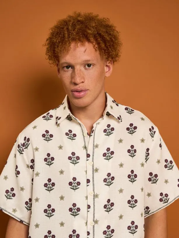 Sister Jane Shirts Menswear Cameron Flower Print Shirt Cream