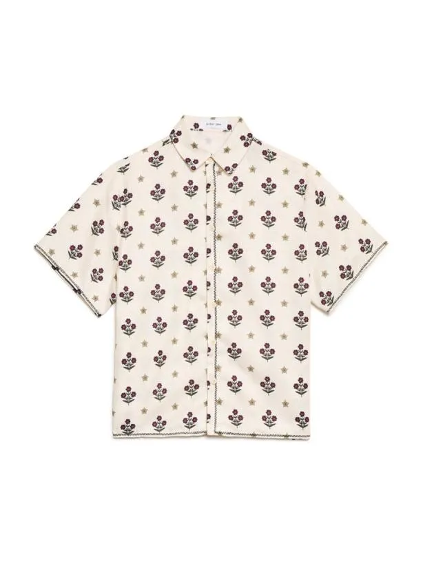 Sister Jane Shirts Menswear Cameron Flower Print Shirt Cream