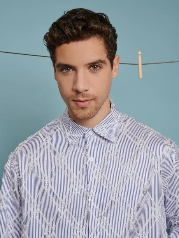 Sister Jane Shirts Menswear Dorie Fray Diamond Overshirt Pale Blue