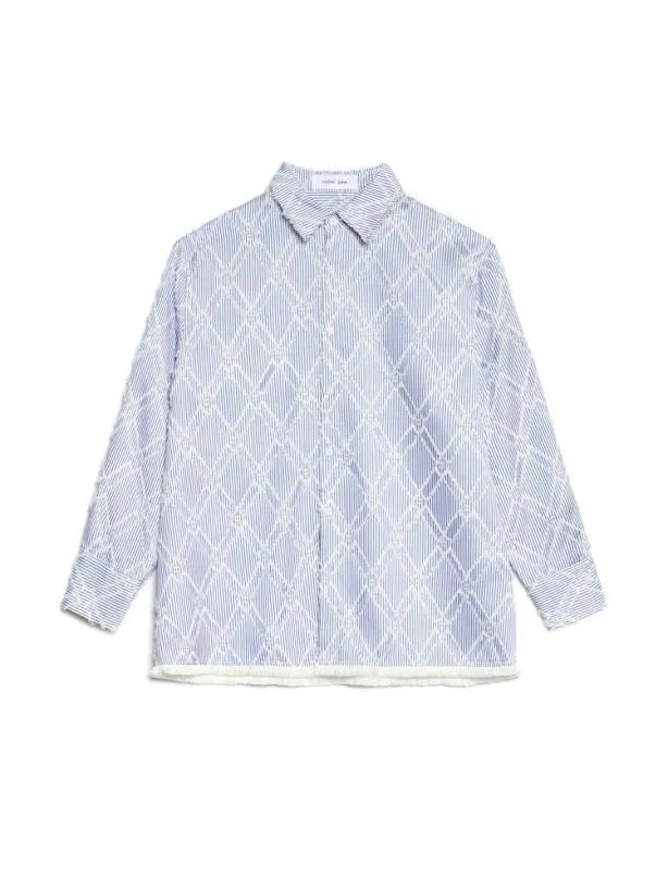 Sister Jane Shirts Menswear Dorie Fray Diamond Overshirt Pale Blue