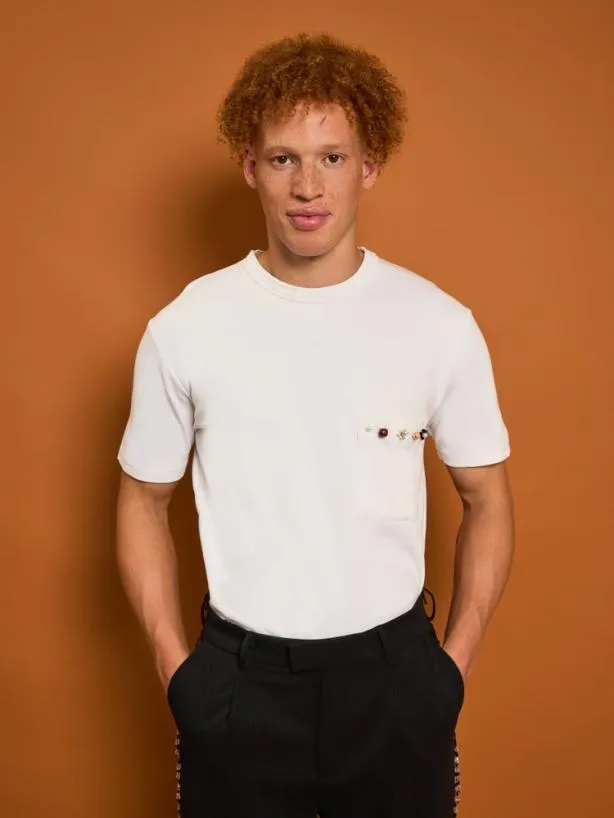 Sister Jane Shirts Menswear Rory Trim Tshirt Pearled White