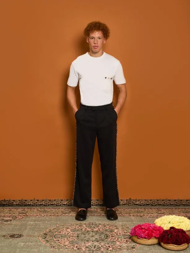 Sister Jane Shirts Menswear Rory Trim Tshirt Pearled White