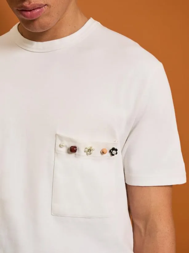 Sister Jane Shirts Menswear Rory Trim Tshirt Pearled White