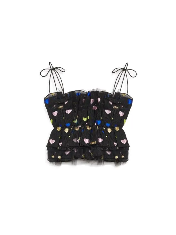 Sister Jane Tops Womenswear Canvas Heart Cami Top Black Heart