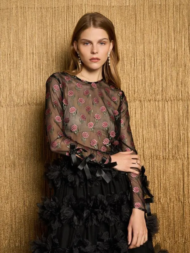 Sister Jane Tops Womenswear DREAM Amanda Rose Mesh Top Coal Black