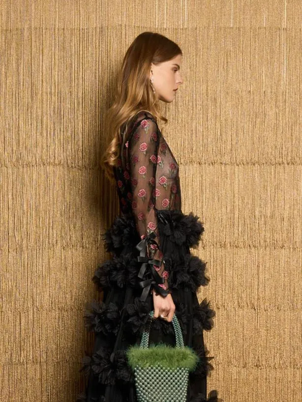 Sister Jane Tops Womenswear DREAM Amanda Rose Mesh Top Coal Black