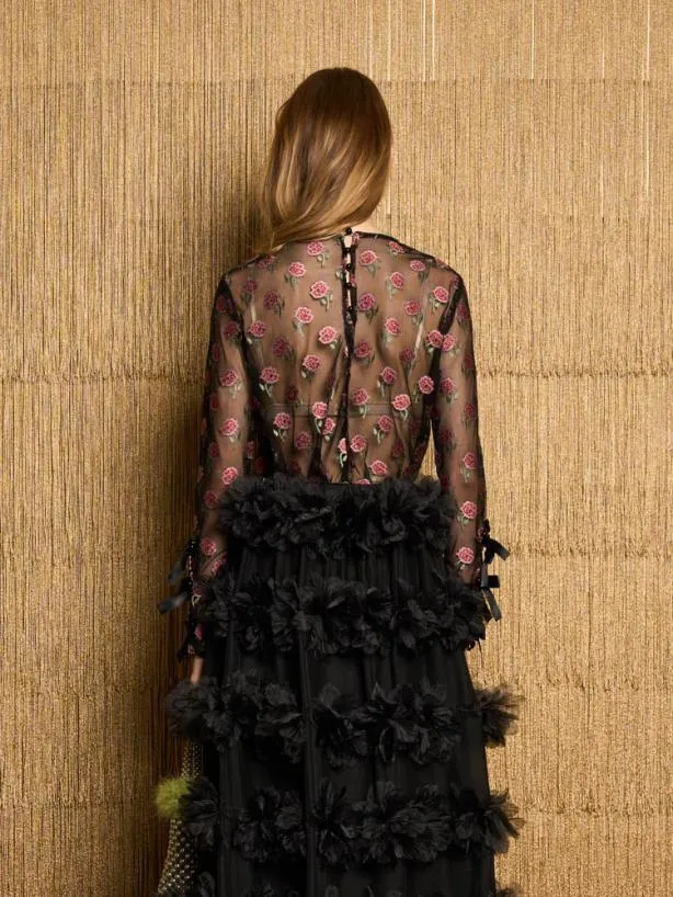 Sister Jane Tops Womenswear DREAM Amanda Rose Mesh Top Coal Black