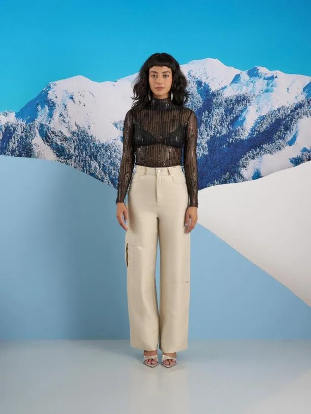 Sister Jane Tops Womenswear Ghospell Aria Mesh Top Coal Black