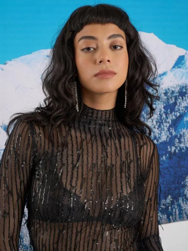 Sister Jane Tops Womenswear Ghospell Aria Mesh Top Coal Black