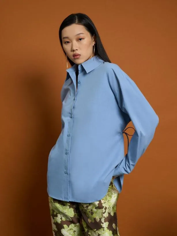 Sister Jane Tops Womenswear Ghospell Astin Eyelet Shirt Stone Blue