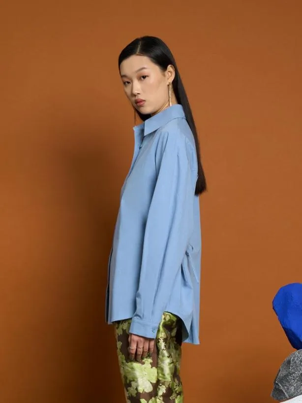 Sister Jane Tops Womenswear Ghospell Astin Eyelet Shirt Stone Blue