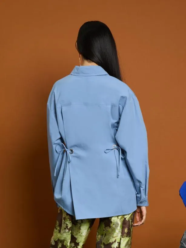 Sister Jane Tops Womenswear Ghospell Astin Eyelet Shirt Stone Blue
