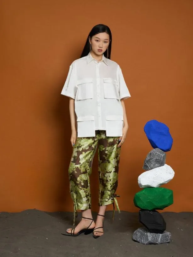 Sister Jane Tops Womenswear Ghospell Mallory Cargo Pocket Shirt Bright White