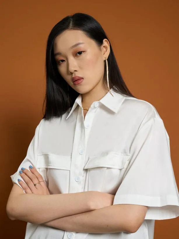 Sister Jane Tops Womenswear Ghospell Mallory Cargo Pocket Shirt Bright White