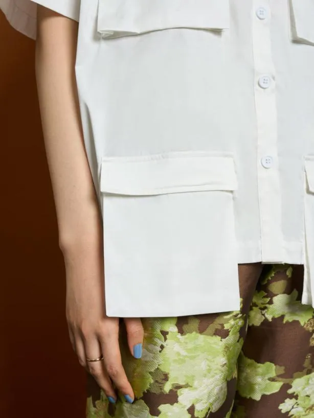 Sister Jane Tops Womenswear Ghospell Mallory Cargo Pocket Shirt Bright White