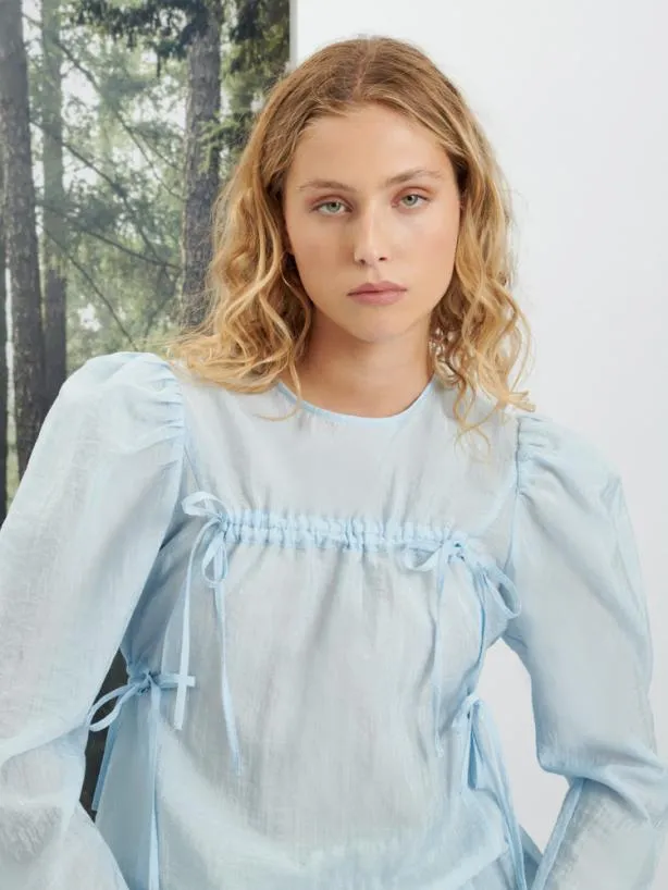 Sister Jane Tops Womenswear Ghospell Paige Drawstring Top Teapot Blue