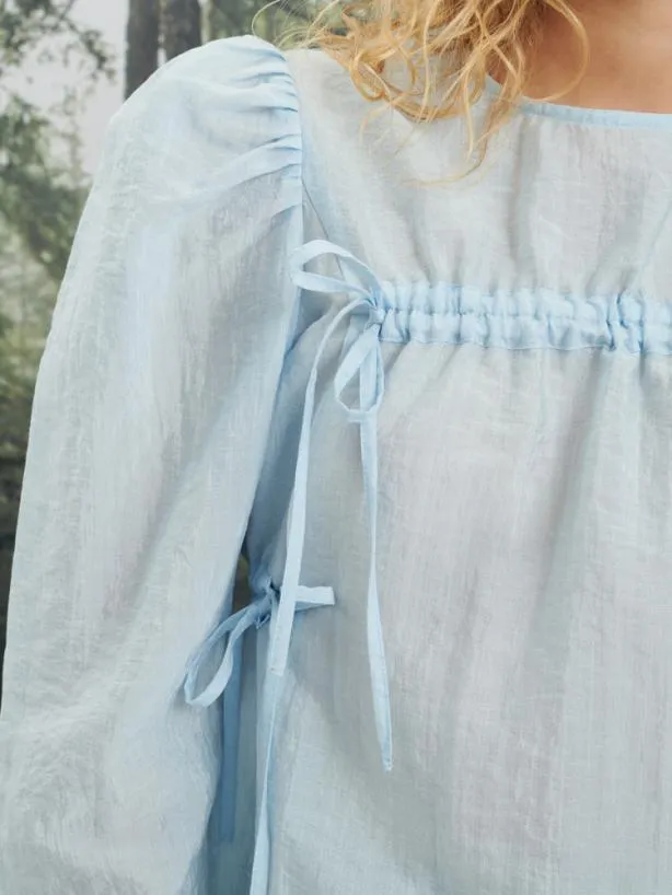 Sister Jane Tops Womenswear Ghospell Paige Drawstring Top Teapot Blue