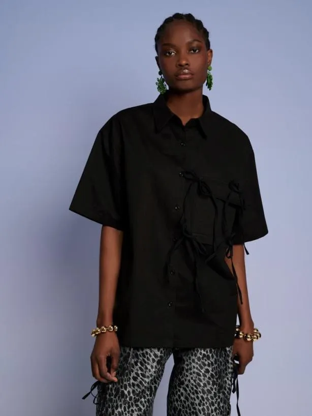 Sister Jane Tops Womenswear Ghospell Ray Cargo Pocket Shirt Coal Black