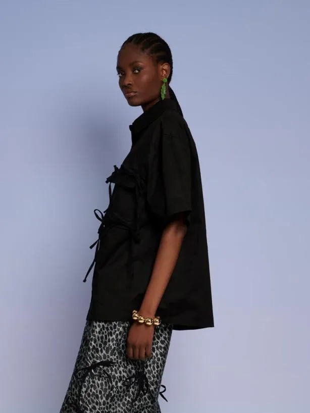Sister Jane Tops Womenswear Ghospell Ray Cargo Pocket Shirt Coal Black