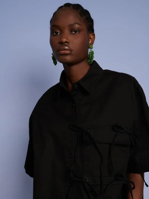 Sister Jane Tops Womenswear Ghospell Ray Cargo Pocket Shirt Coal Black