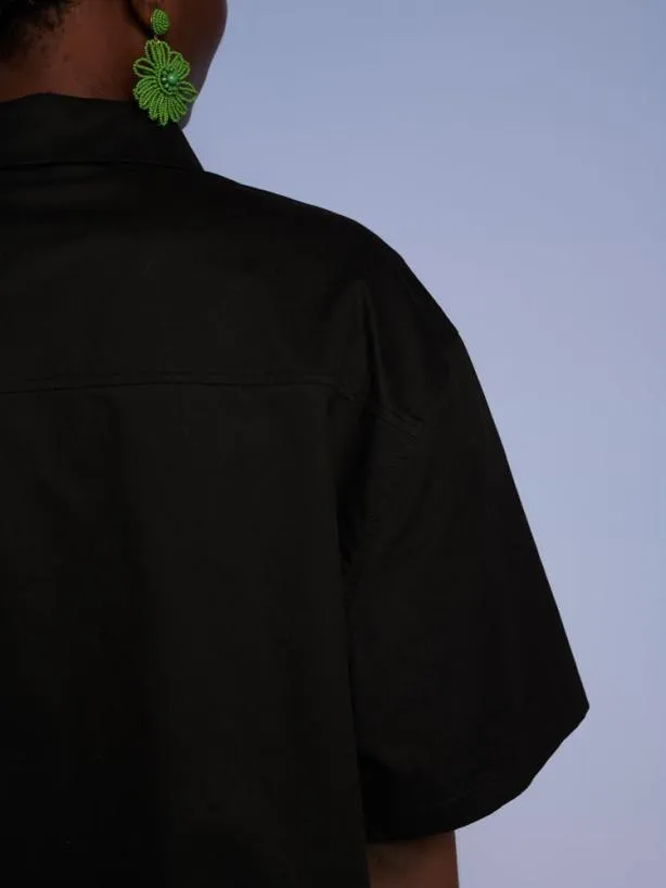 Sister Jane Tops Womenswear Ghospell Ray Cargo Pocket Shirt Coal Black