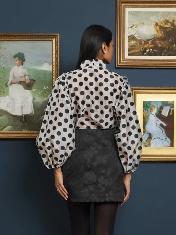 Sister Jane Tops Womenswear Perry Polka Bow Blouse Black And White