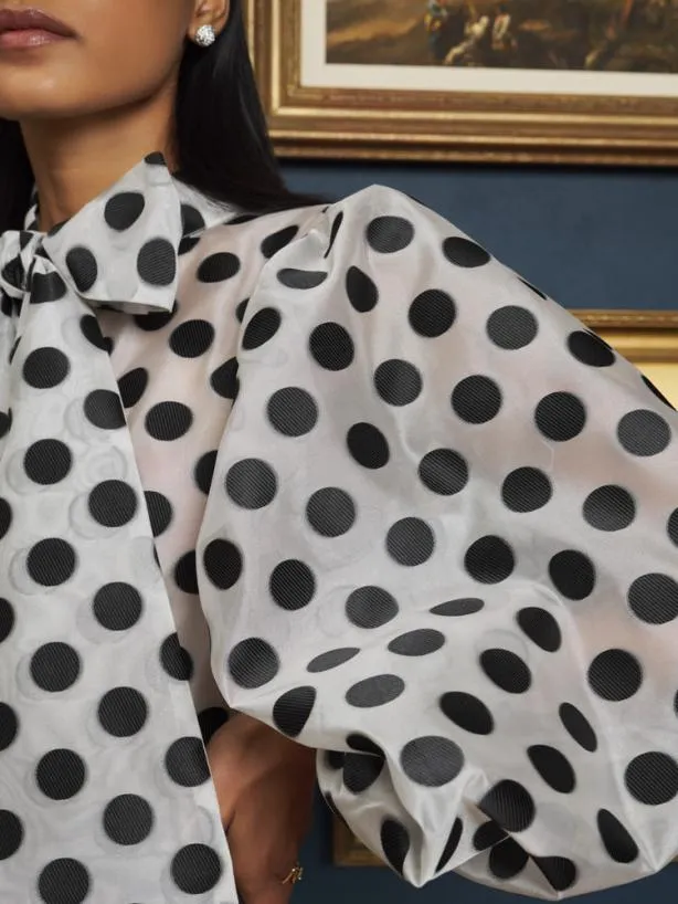 Sister Jane Tops Womenswear Perry Polka Bow Blouse Black And White