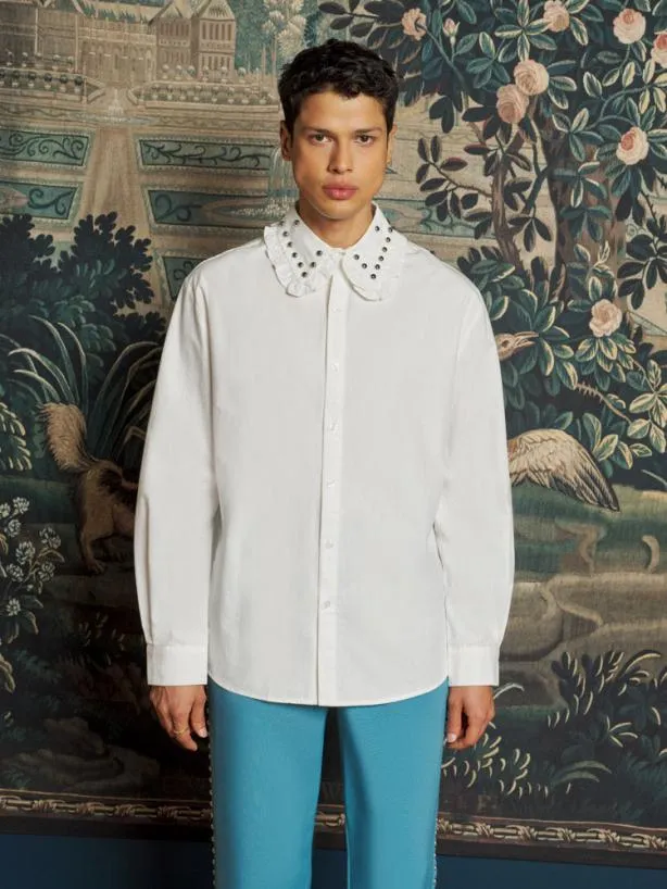 Sister Jane Tops Womenswear Travis Studded Shirt Pearled White