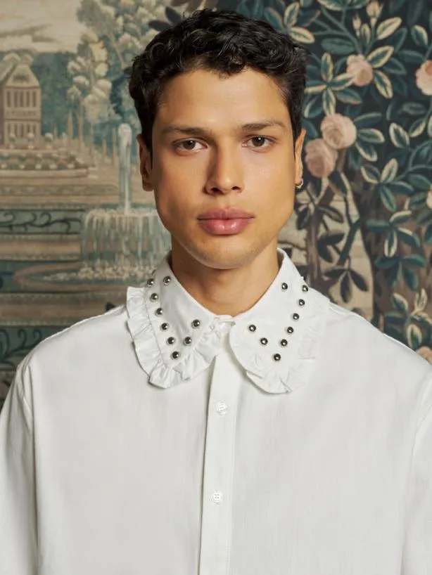 Sister Jane Tops Womenswear Travis Studded Shirt Pearled White
