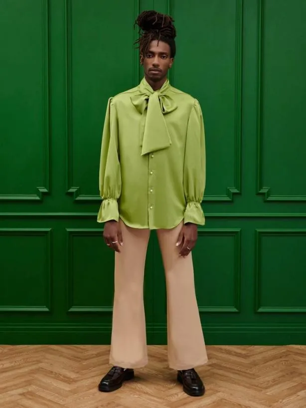 Sister Jane Trousers Menswear Bertie Crepe Flare Trousers Earthy