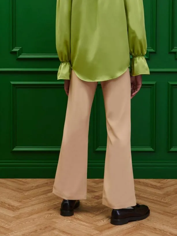 Sister Jane Trousers Menswear Bertie Crepe Flare Trousers Earthy