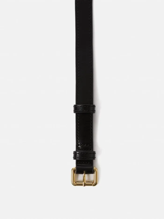 Skinny Leather Belt Black Women Jigsaw Leather