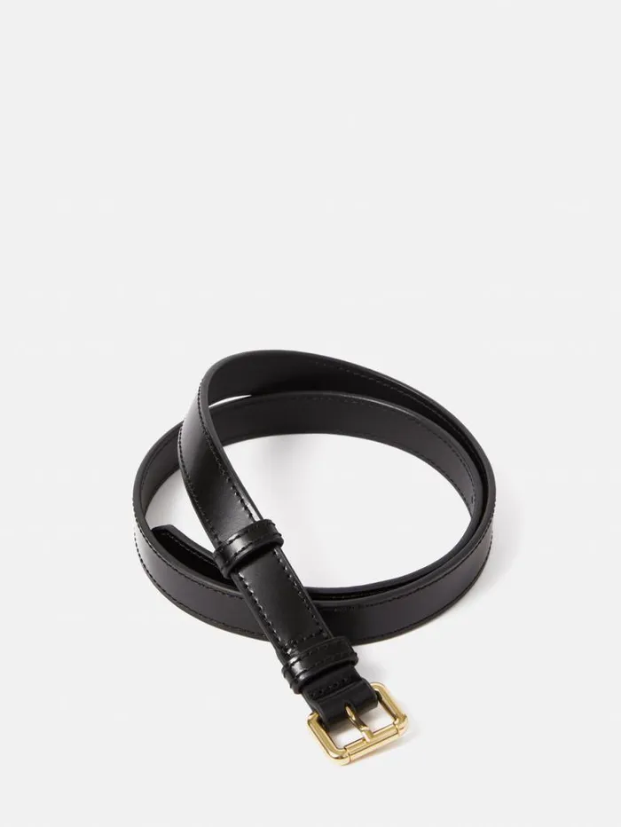 Skinny Leather Belt Black Women Jigsaw Leather