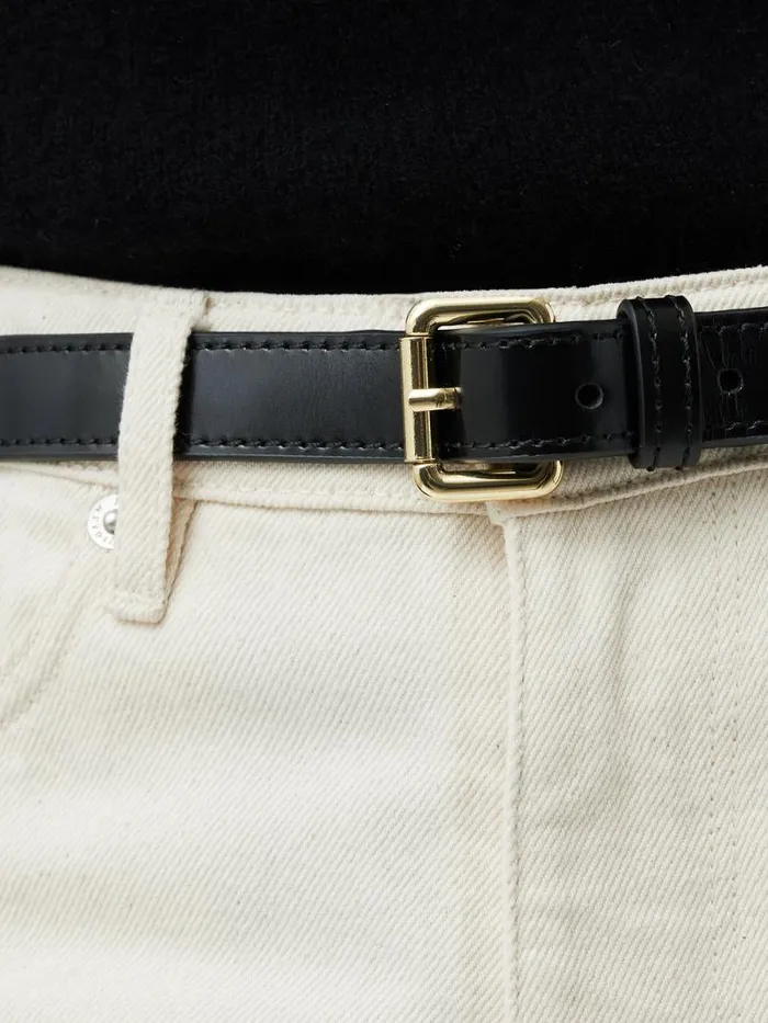 Skinny Leather Belt Black Women Jigsaw Leather