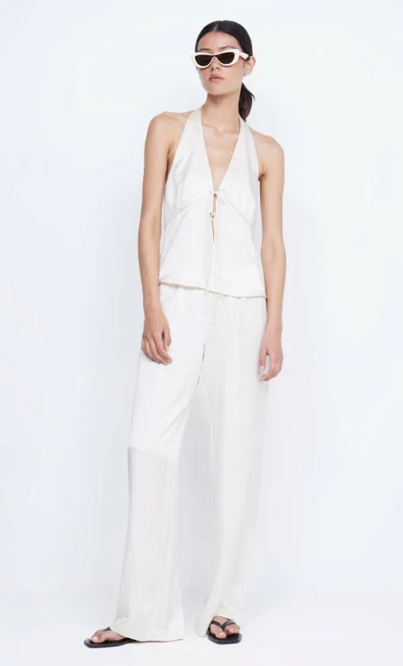 Sleeveless Shop Bec Bridge Kaia Silk Halter Top Ivory