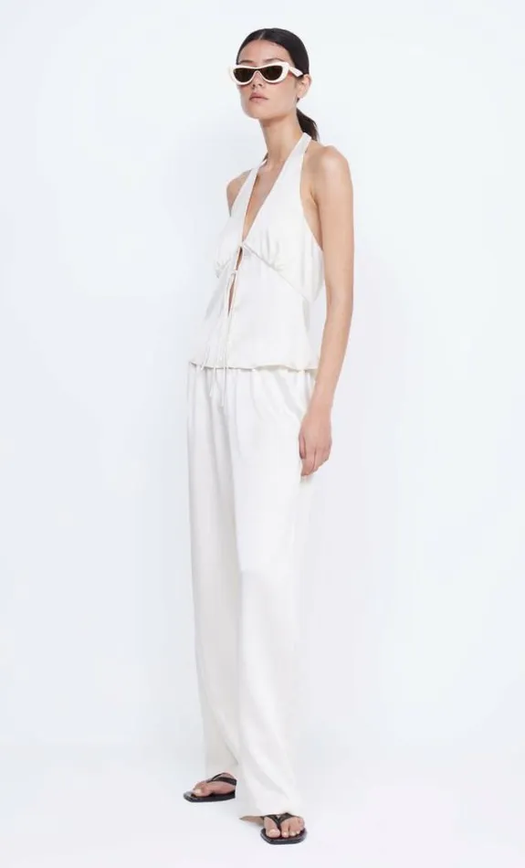 Sleeveless Shop Bec Bridge Kaia Silk Halter Top Ivory